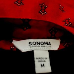 Red Boho women’s Medium top with long elastic gathered sleeves